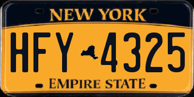 NY license plate HFY4325