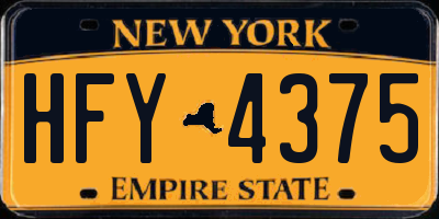 NY license plate HFY4375