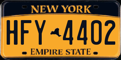 NY license plate HFY4402