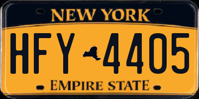 NY license plate HFY4405
