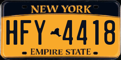 NY license plate HFY4418