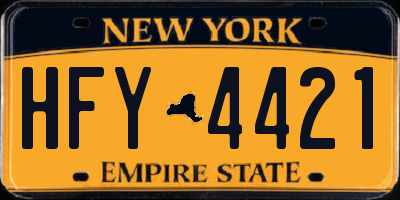 NY license plate HFY4421