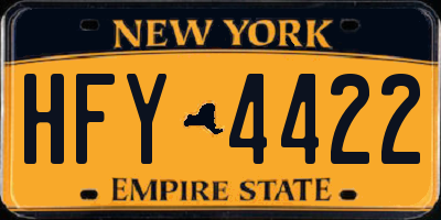 NY license plate HFY4422