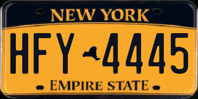 NY license plate HFY4445