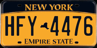 NY license plate HFY4476