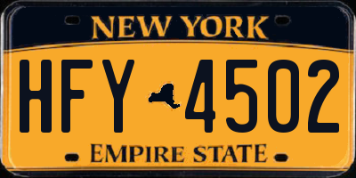 NY license plate HFY4502