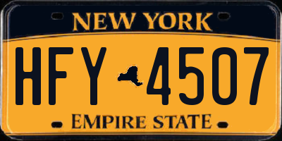 NY license plate HFY4507