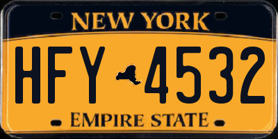 NY license plate HFY4532