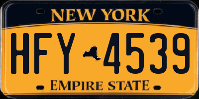NY license plate HFY4539