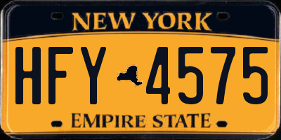 NY license plate HFY4575