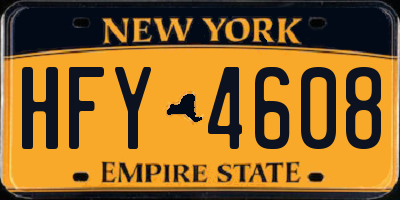 NY license plate HFY4608