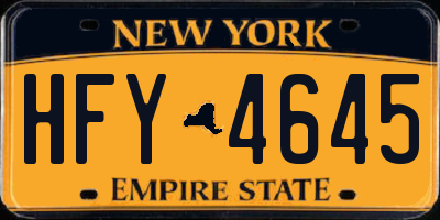 NY license plate HFY4645