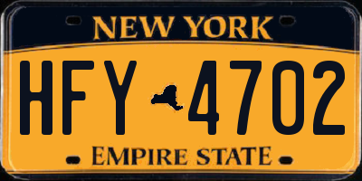 NY license plate HFY4702