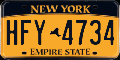 NY license plate HFY4734