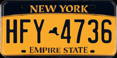 NY license plate HFY4736