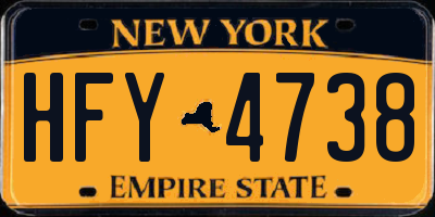 NY license plate HFY4738