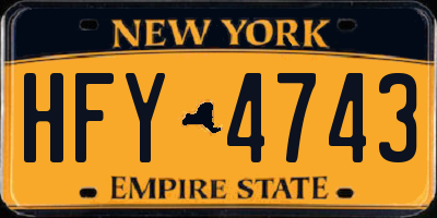 NY license plate HFY4743