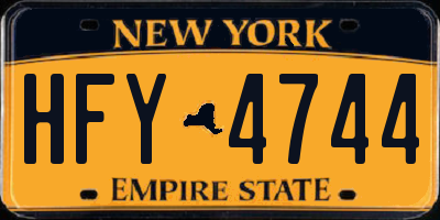 NY license plate HFY4744
