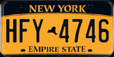 NY license plate HFY4746