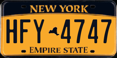 NY license plate HFY4747