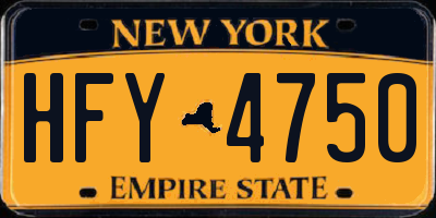 NY license plate HFY4750