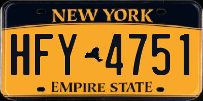 NY license plate HFY4751