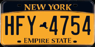 NY license plate HFY4754