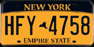 NY license plate HFY4758