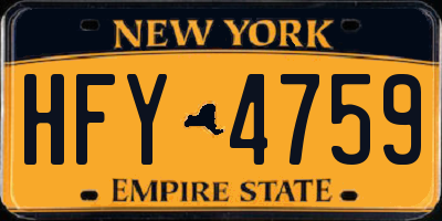 NY license plate HFY4759