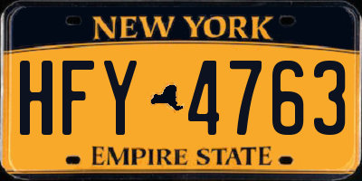 NY license plate HFY4763