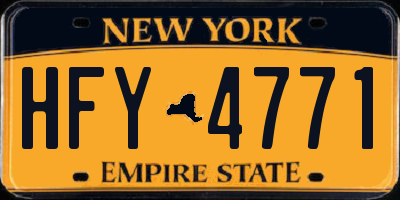 NY license plate HFY4771