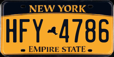 NY license plate HFY4786