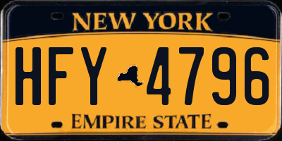 NY license plate HFY4796