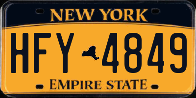 NY license plate HFY4849