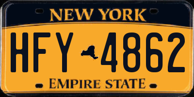 NY license plate HFY4862