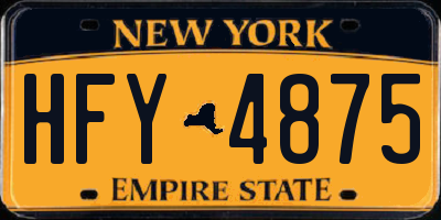NY license plate HFY4875