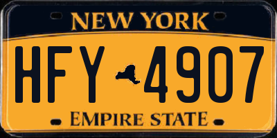 NY license plate HFY4907
