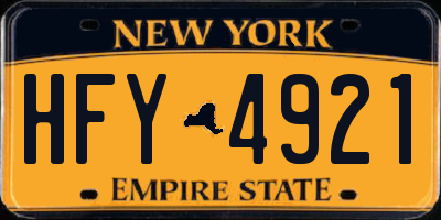 NY license plate HFY4921