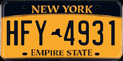NY license plate HFY4931