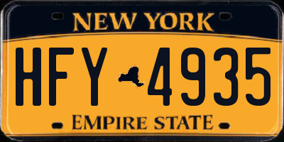 NY license plate HFY4935