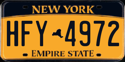 NY license plate HFY4972