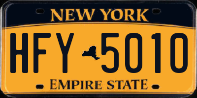 NY license plate HFY5010