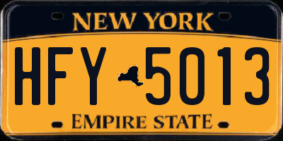 NY license plate HFY5013