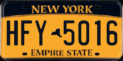 NY license plate HFY5016