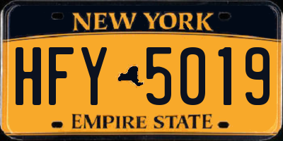 NY license plate HFY5019