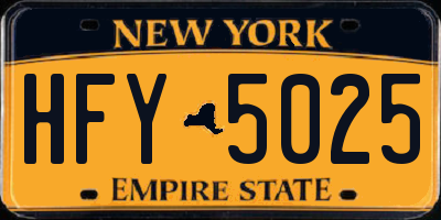 NY license plate HFY5025
