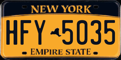 NY license plate HFY5035