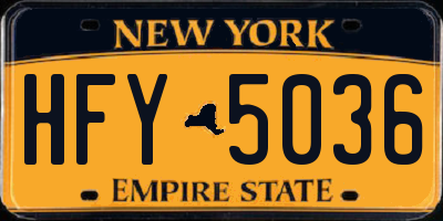 NY license plate HFY5036