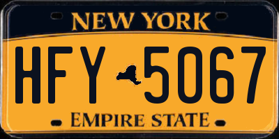 NY license plate HFY5067