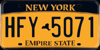 NY license plate HFY5071
